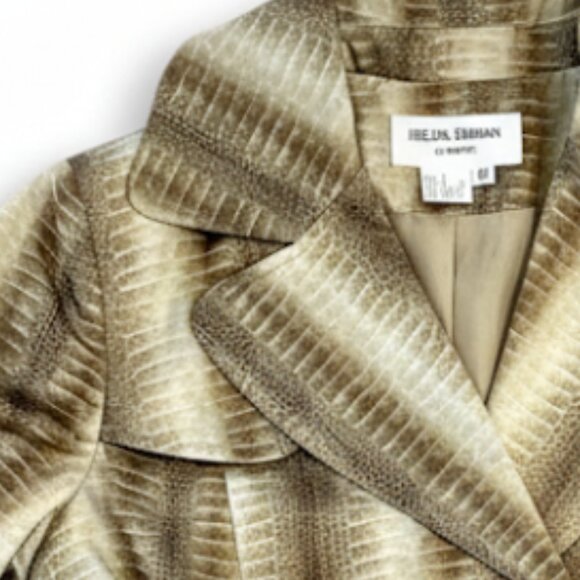 HELENA BERMAN LONDON FIT + FLARE SNAKE PRINT SATIN FEEL TRENCH COAT - Picture 5 of 14